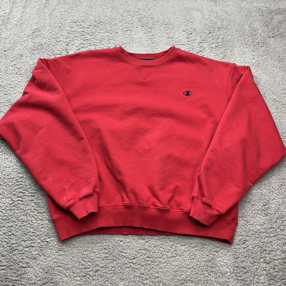 Champion Crewneck Sweatshirt Mens XL Embroidered Logo Red Vintage Y2K Streetwear
